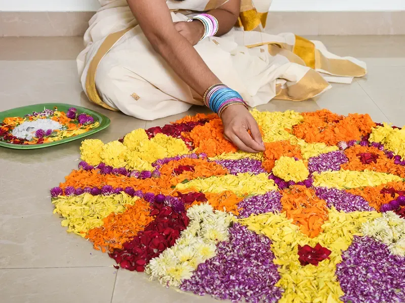 Onam pookalam and sadya