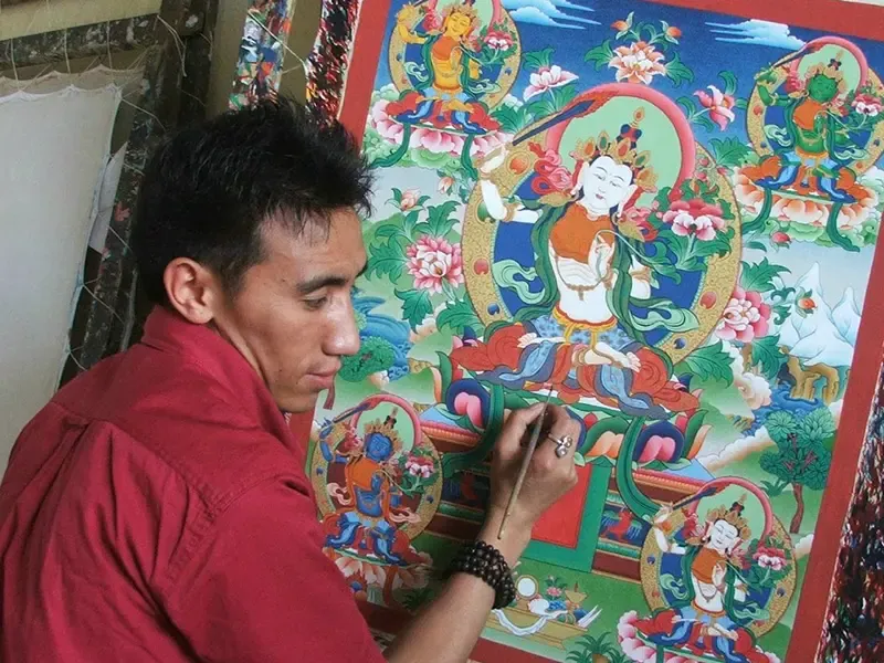 Tibetan thangka or incense workshop