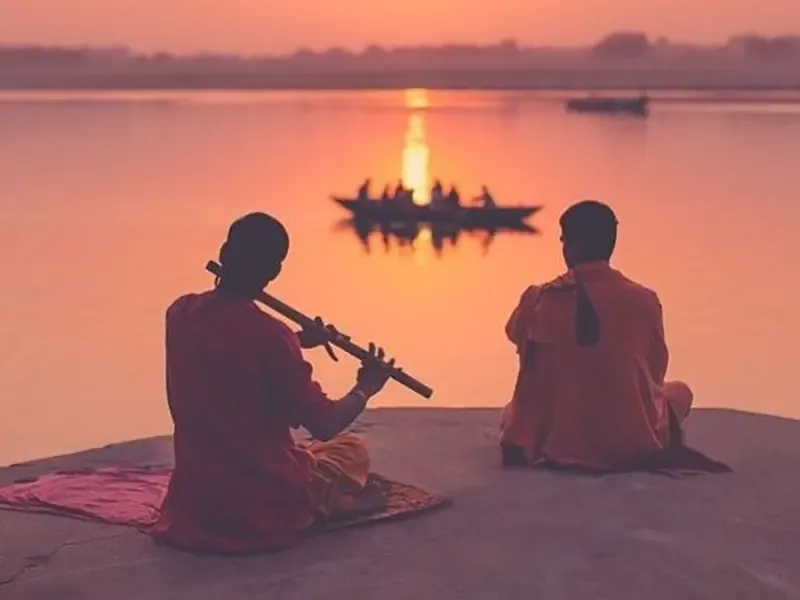 Private music recital beside the Ganges