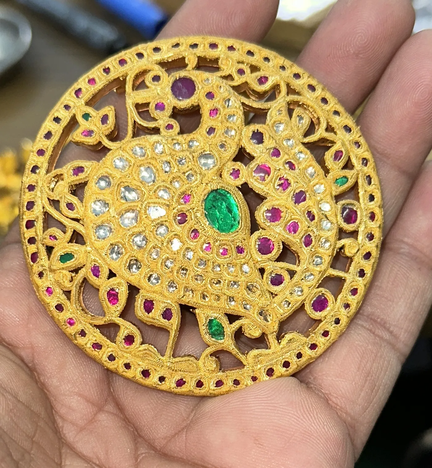 Intricate Kundan jadau gold jewellery set with stones