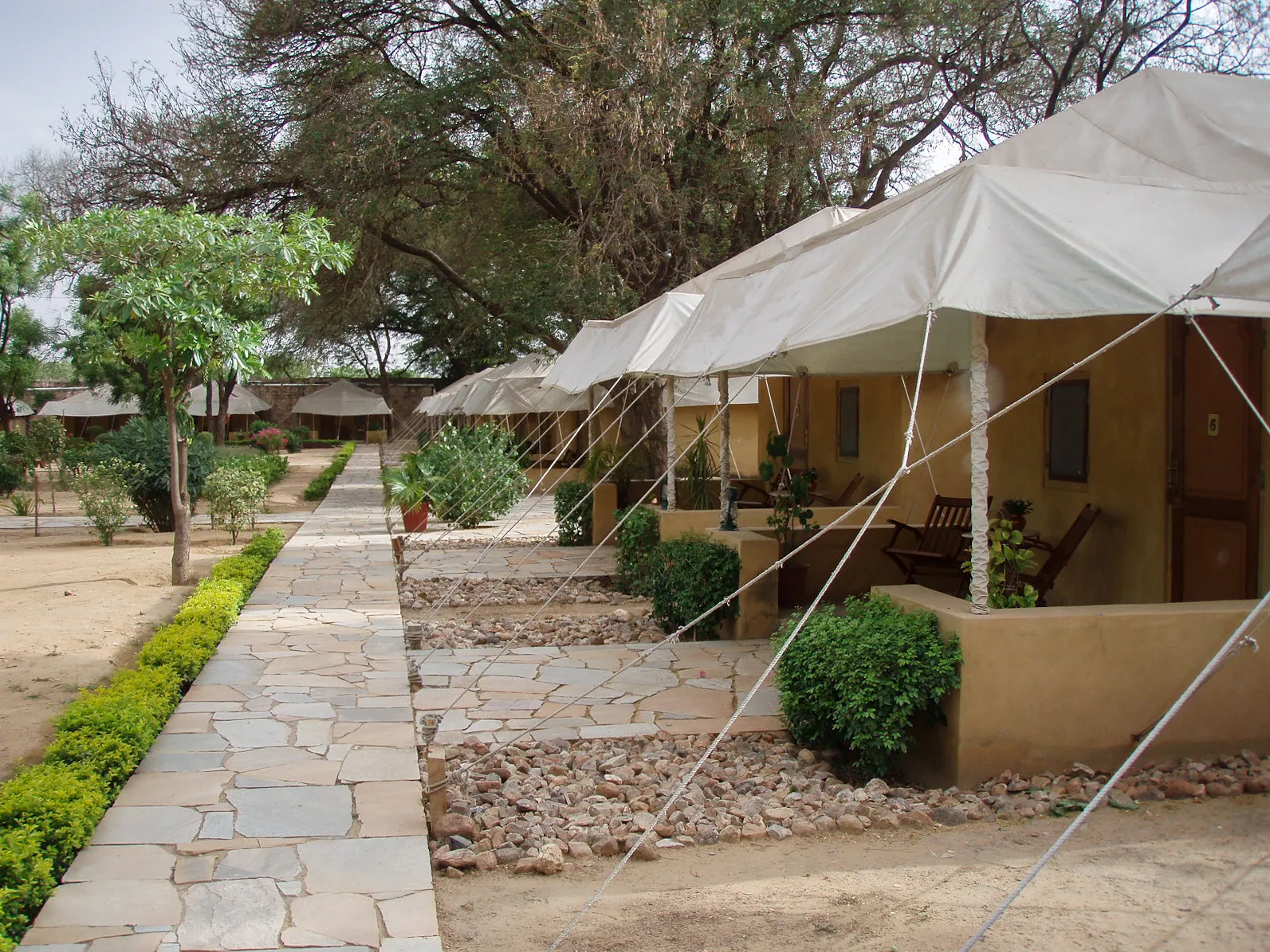 A luxury tented camp set within a garden estate