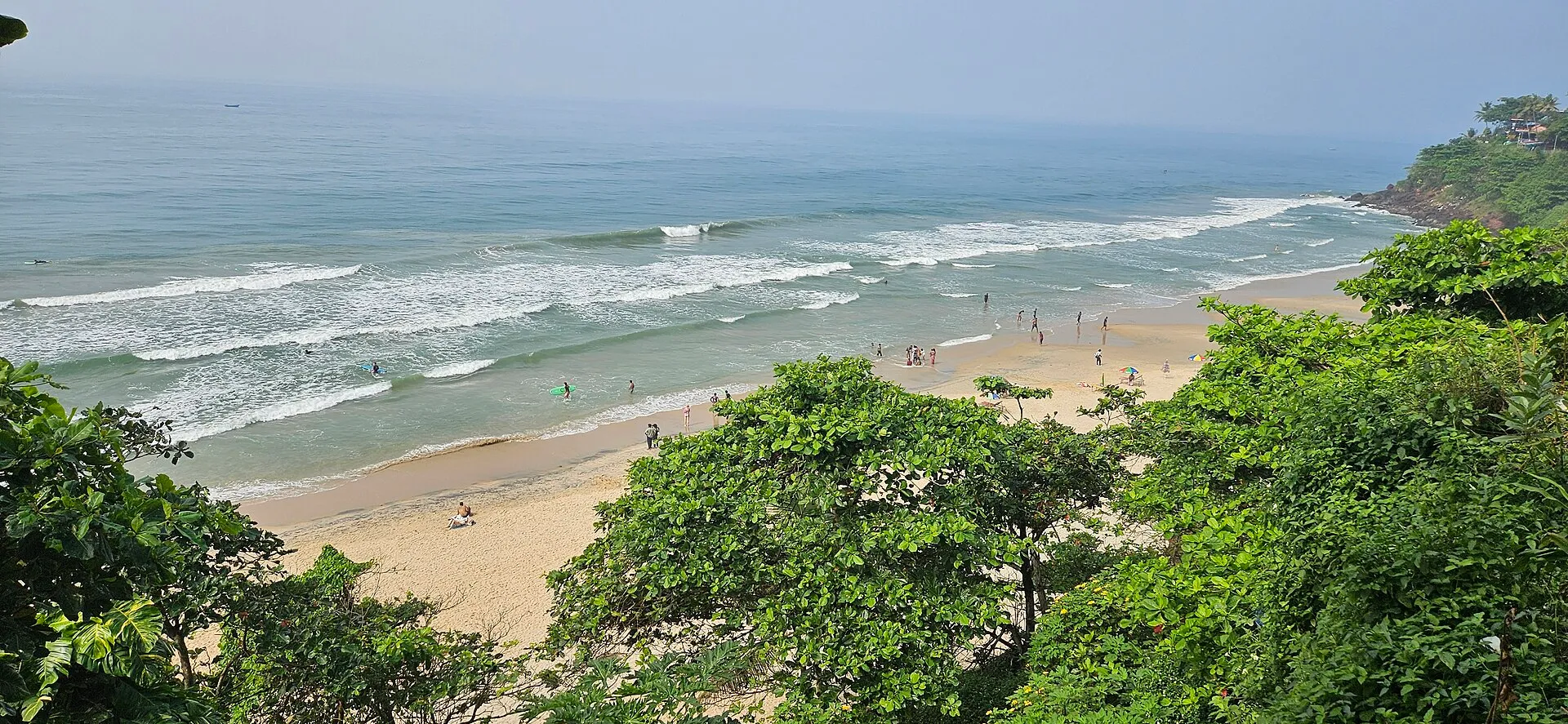 The red laterite cliffs above the beach at Varkala on the Kerala coast