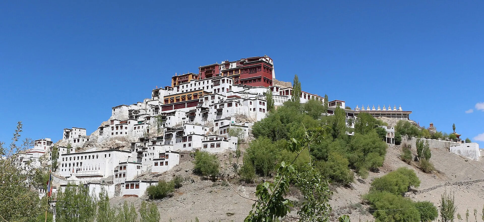 Thiksey Monastery rising in tiers on a hillside in Ladakh