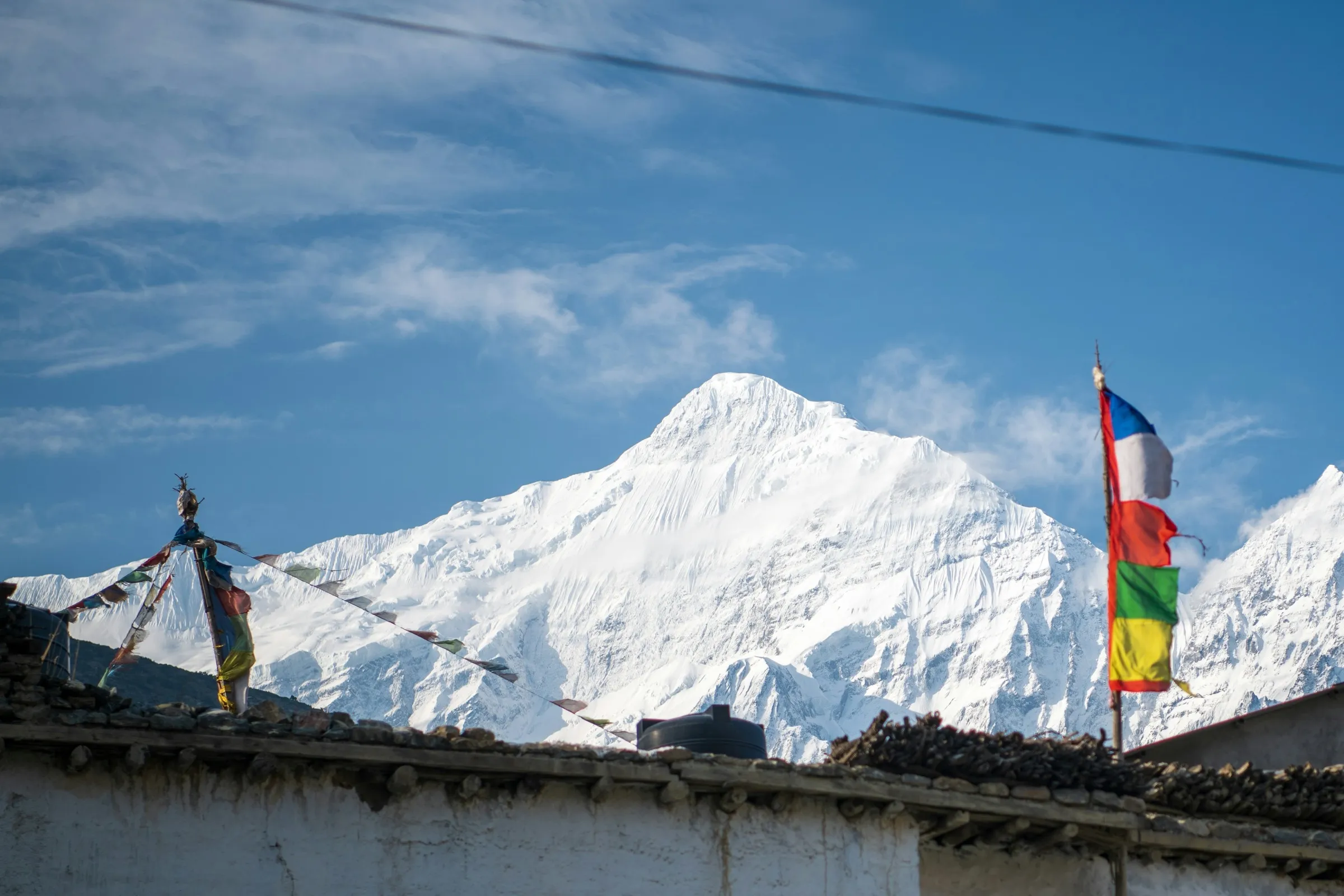 A Himalayan panorama or Nepalese sacred site in cinematic light